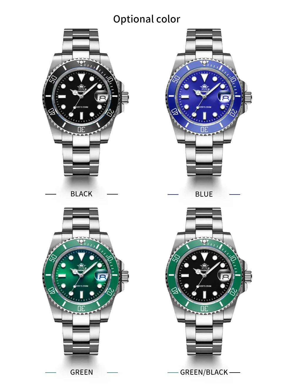ADDIESDIVE Classic Men's Business and Leisure Quartz Watch 200m Waterproof 316L Stainless Steel Sports Night Light Diving Watch