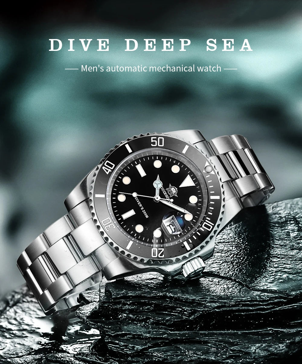 ADDIESDIVE Classic Men's Business and Leisure Quartz Watch 200m Waterproof 316L Stainless Steel Sports Night Light Diving Watch