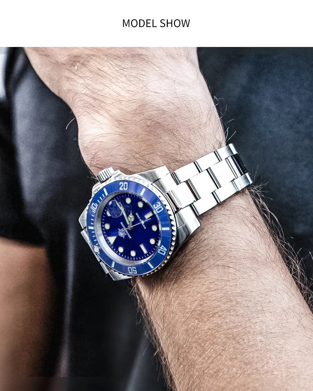 ADDIESDIVE Classic Men's Business and Leisure Quartz Watch 200m Waterproof 316L Stainless Steel Sports Night Light Diving Watch