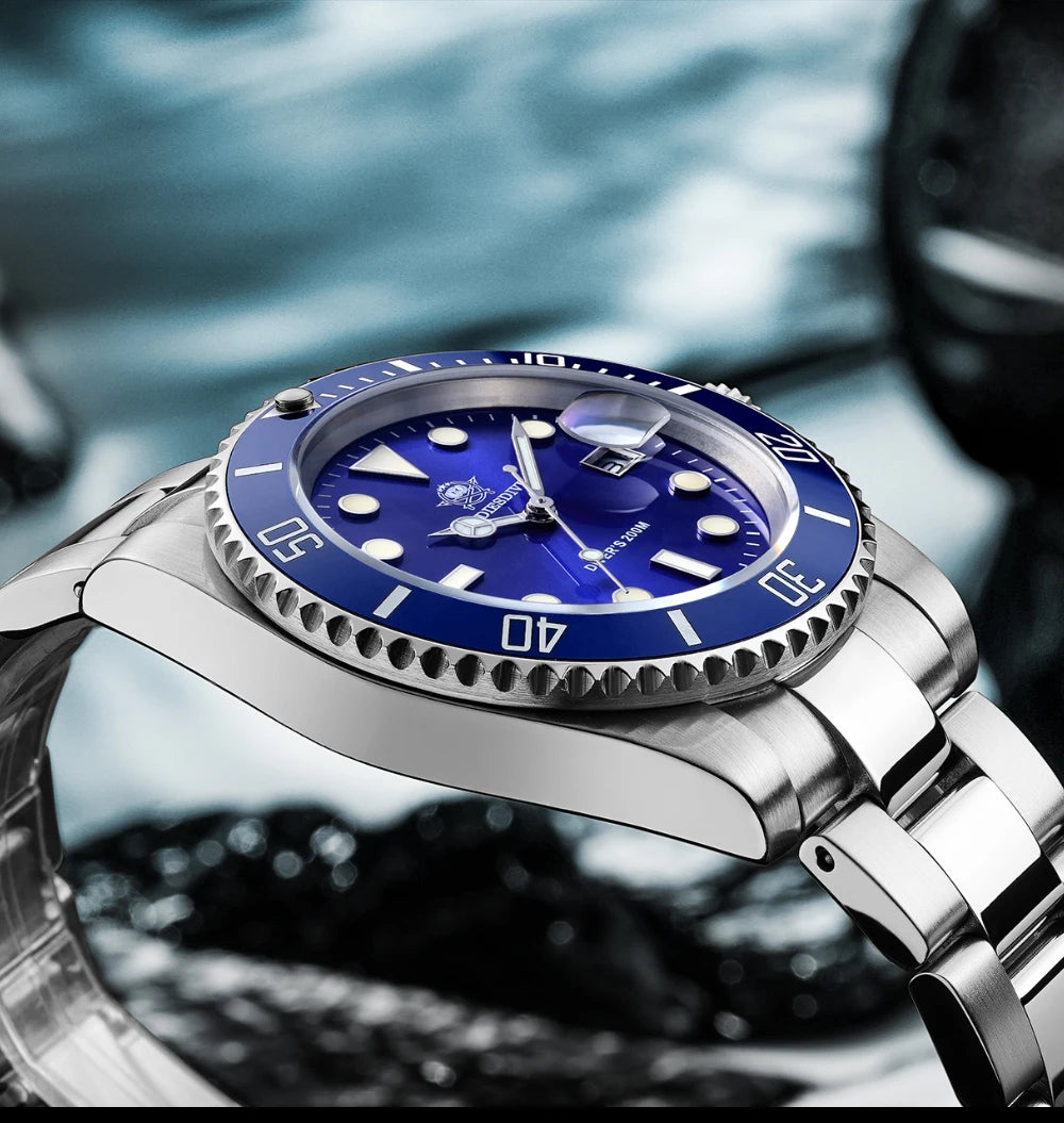 ADDIESDIVE Classic Men's Business and Leisure Quartz Watch 200m Waterproof 316L Stainless Steel Sports Night Light Diving Watch