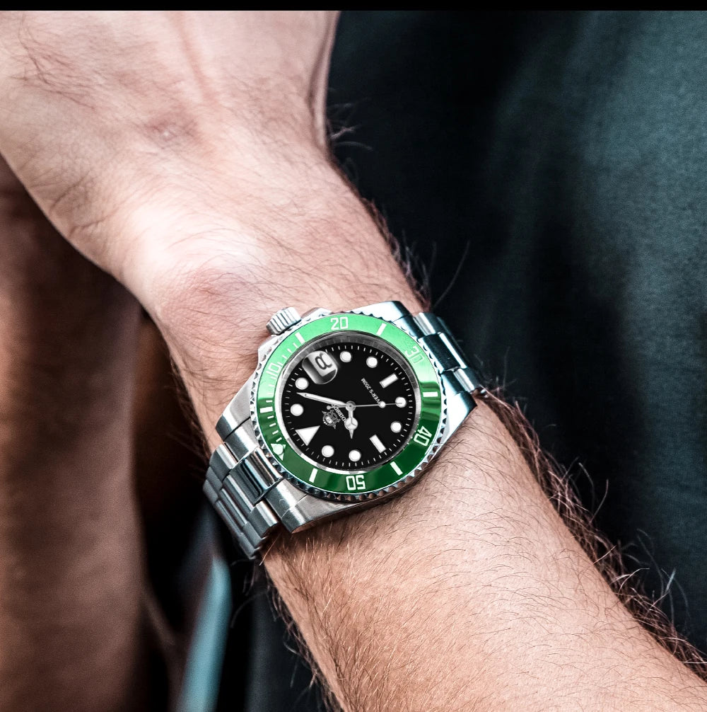 ADDIESDIVE Classic Men's Business and Leisure Quartz Watch 200m Waterproof 316L Stainless Steel Sports Night Light Diving Watch