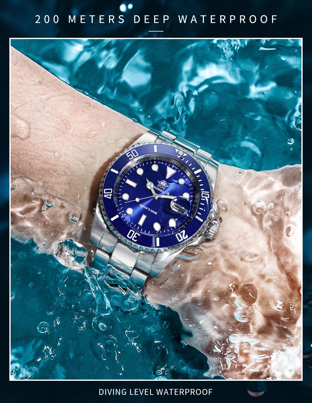 ADDIESDIVE Classic Men's Business and Leisure Quartz Watch 200m Waterproof 316L Stainless Steel Sports Night Light Diving Watch