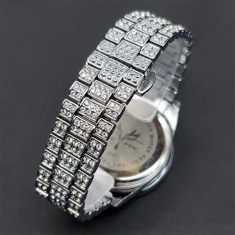 Montre Homme Luxe Grande Marque MISSFOX 18k Gold Diamond Watch For Men Stylish Geneva Unisex Timepieces Waterproof Wholesale