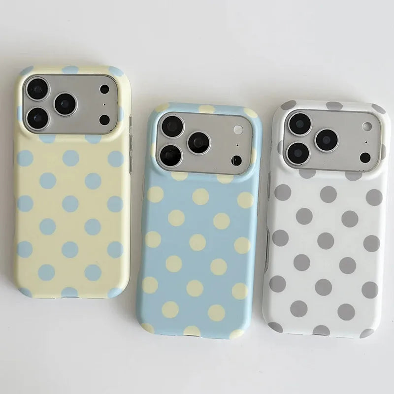 Fashion Korean Colorful Circular Dots Matte IMD TPU Back Cover For iPhone 15 16 17 Pro Max Phone Case