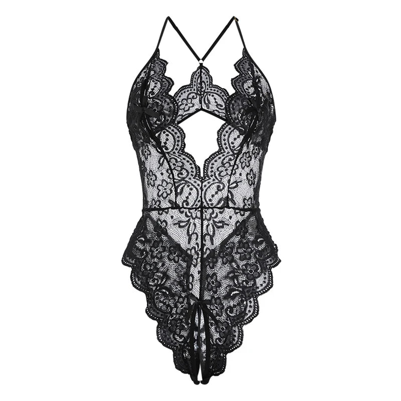 Plus Size Bikini Sets Sexy Crotchless Bikini Lingerie Women Lace Hollow Bikinis Set Erotic Swimwear Ups Deep V Open Bra Swimsuit