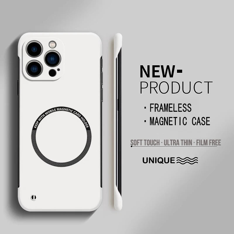 【Iron Plate Glue on Surfce 】Ultra Thin Hard Magnetic Frameless Phone Case For iPhone 15 14 Pro Max 13 12 Mini 11 Pro Max Cover