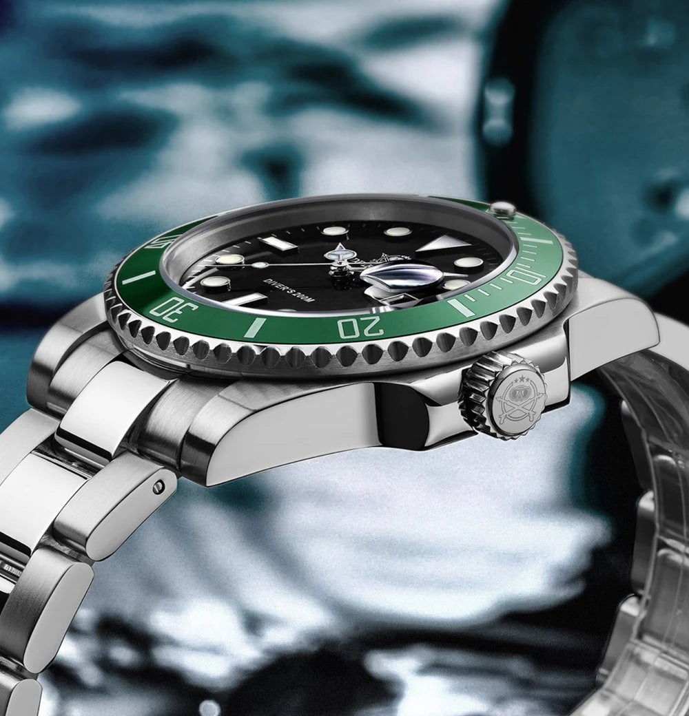 ADDIESDIVE Classic Men's Business and Leisure Quartz Watch 200m Waterproof 316L Stainless Steel Sports Night Light Diving Watch
