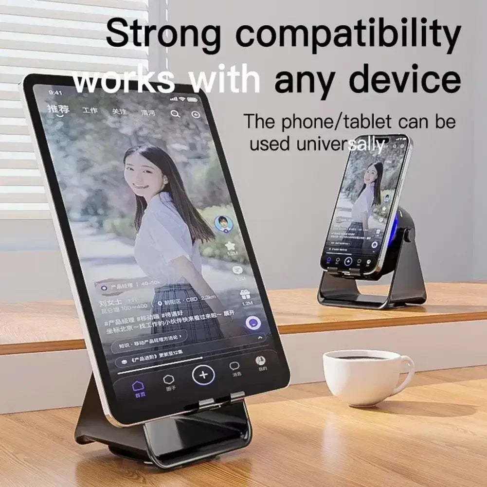 4-in-1 Portable Induction Bluetooth Speaker 360 Degree Rotatable Phone Stand Color Ambient Light Desk Audio Compatible With iPhone Android
