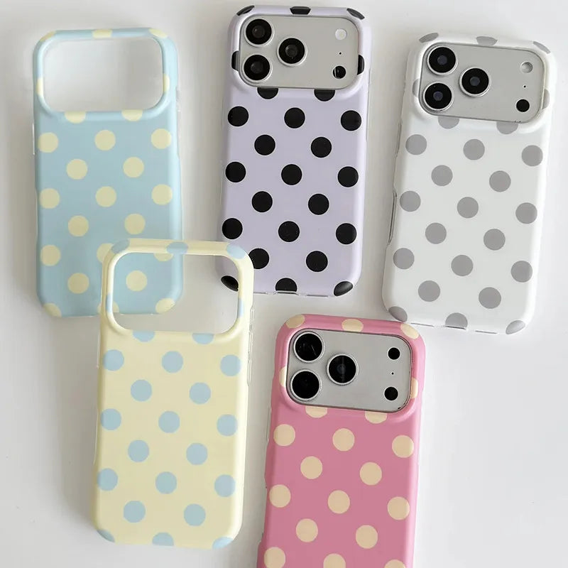 Fashion Korean Colorful Circular Dots Matte IMD TPU Back Cover For iPhone 15 16 17 Pro Max Phone Case