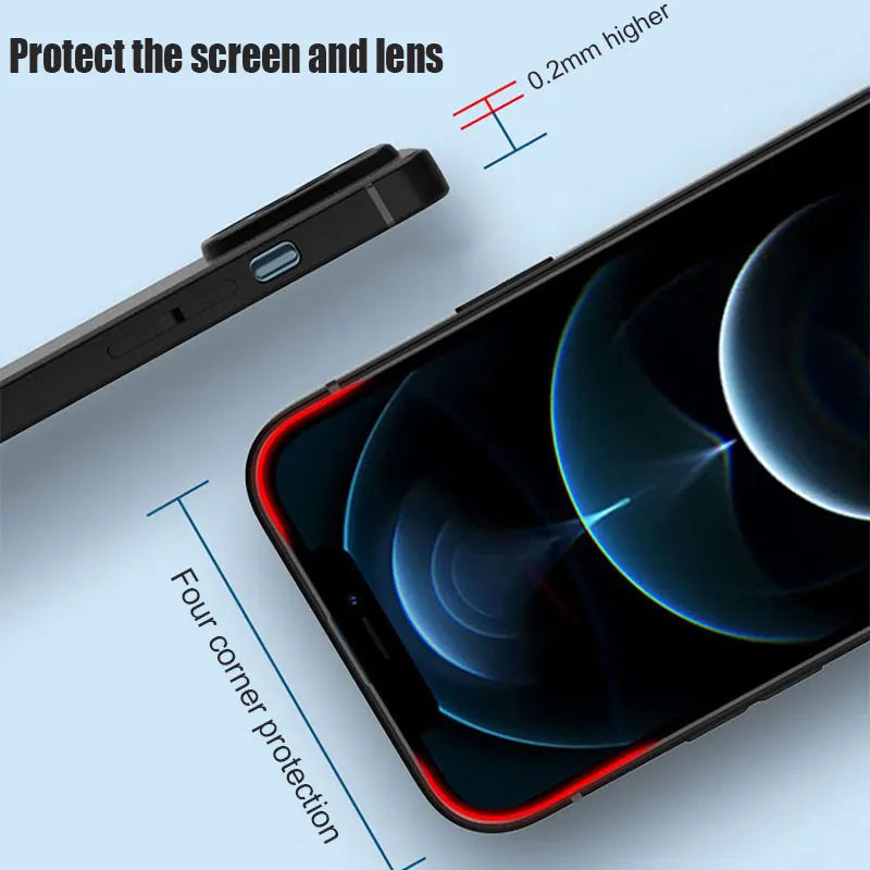 Luxury Black Silicone Matte Phone Case For iPhone 11 12 13 14 15 16 Pro Max 15 Plus 12 Mini 16E Xr X Xs Max Back Cover Soft Case