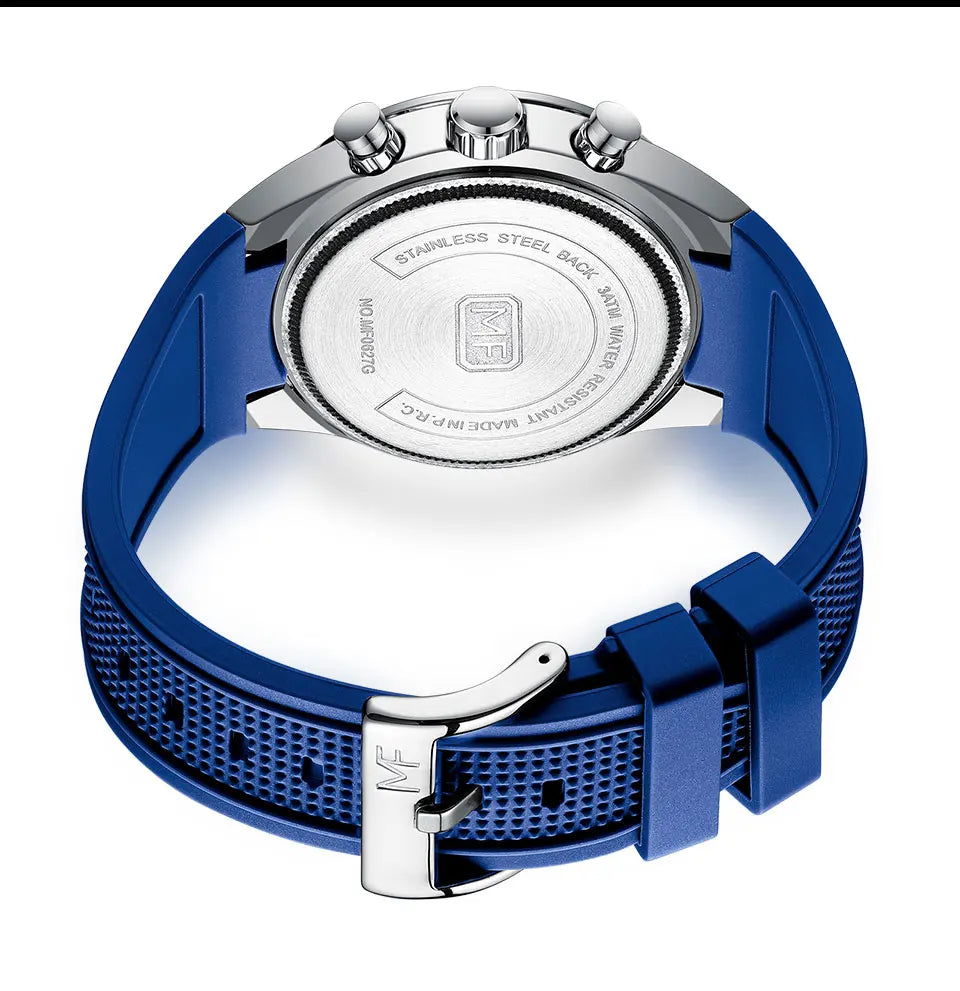 MINI FOCUS Men's Quartz Watch Multifunctional Chronograph Luminous Waterproof Casual Sport Wristwatch with Silicone Strap 0627G