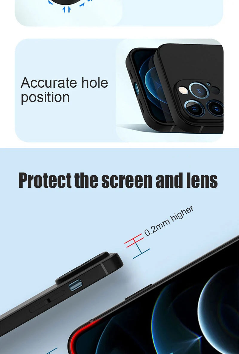 Luxury Black Silicone Matte Phone Case For iPhone 11 12 13 14 15 16 Pro Max 15 Plus 12 Mini 16E Xr X Xs Max Back Cover Soft Case