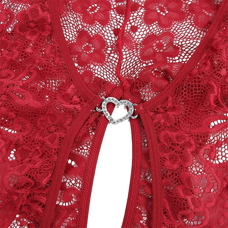 Plus Size Bikini Sets Sexy Crotchless Bikini Lingerie Women Lace Hollow Bikinis Set Erotic Swimwear Ups Deep V Open Bra Swimsuit