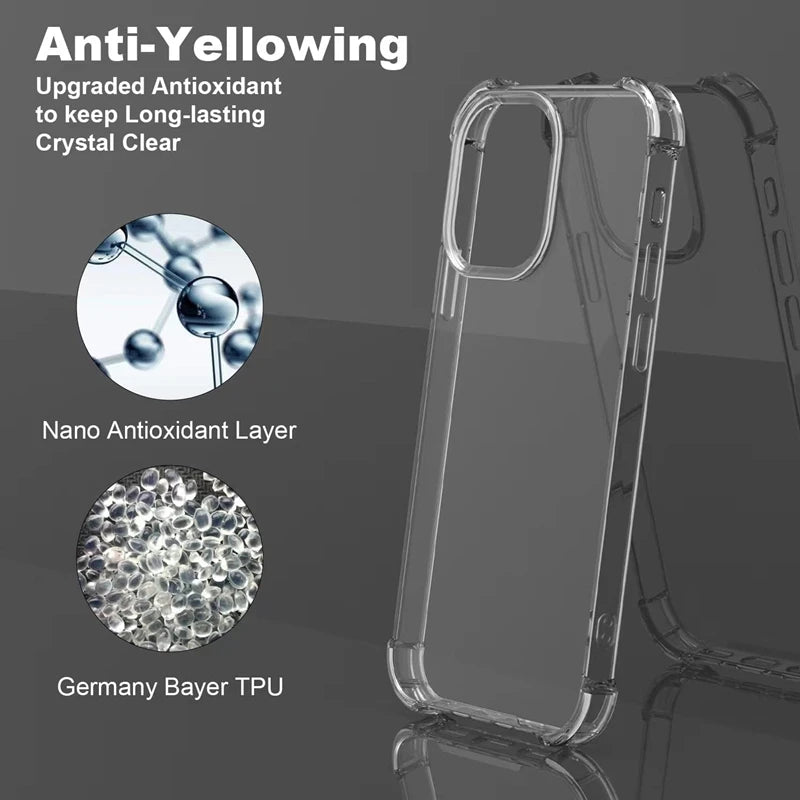 Shockproof Clear Phone Case For iPhone 15 14 11 13 12 Pro Max 7 8 Plus X XR XS Soft Silicone Protection Transparent Accessories