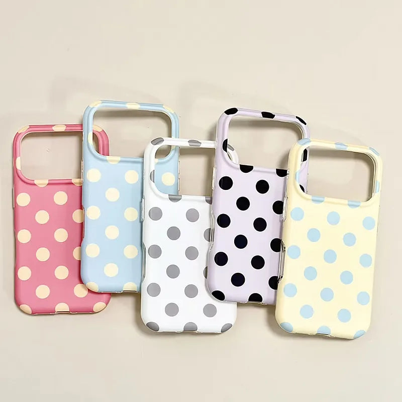 Fashion Korean Colorful Circular Dots Matte IMD TPU Back Cover For iPhone 15 16 17 Pro Max Phone Case