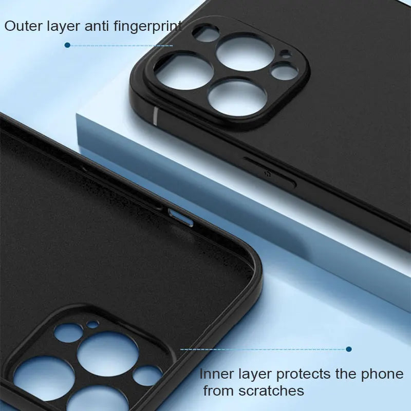 Luxury Black Silicone Matte Phone Case For iPhone 11 12 13 14 15 16 Pro Max 15 Plus 12 Mini 16E Xr X Xs Max Back Cover Soft Case