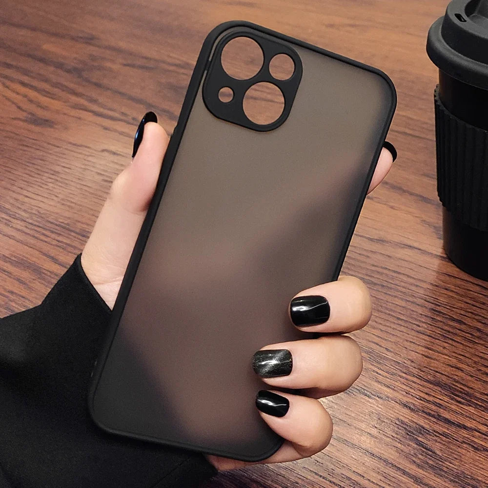 Luxury Shockproof Matte Hard PC Phone Case For iPhone 17 Air 16 16e 15 14 13 12 11 Pro Max Plus Mini Bumper Transparent Cover