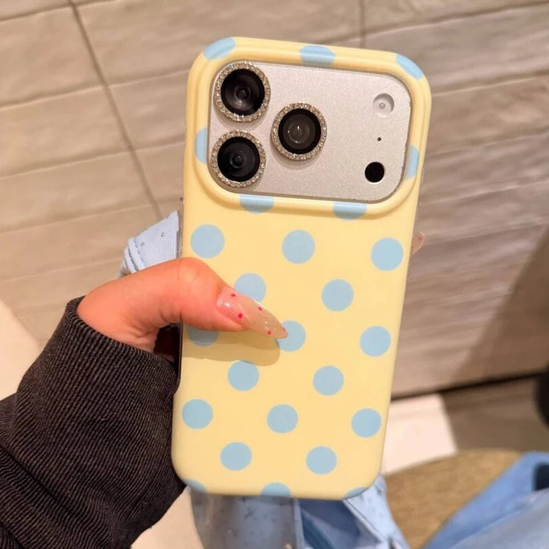 Fashion Korean Colorful Circular Dots Matte IMD TPU Back Cover For iPhone 15 16 17 Pro Max Phone Case