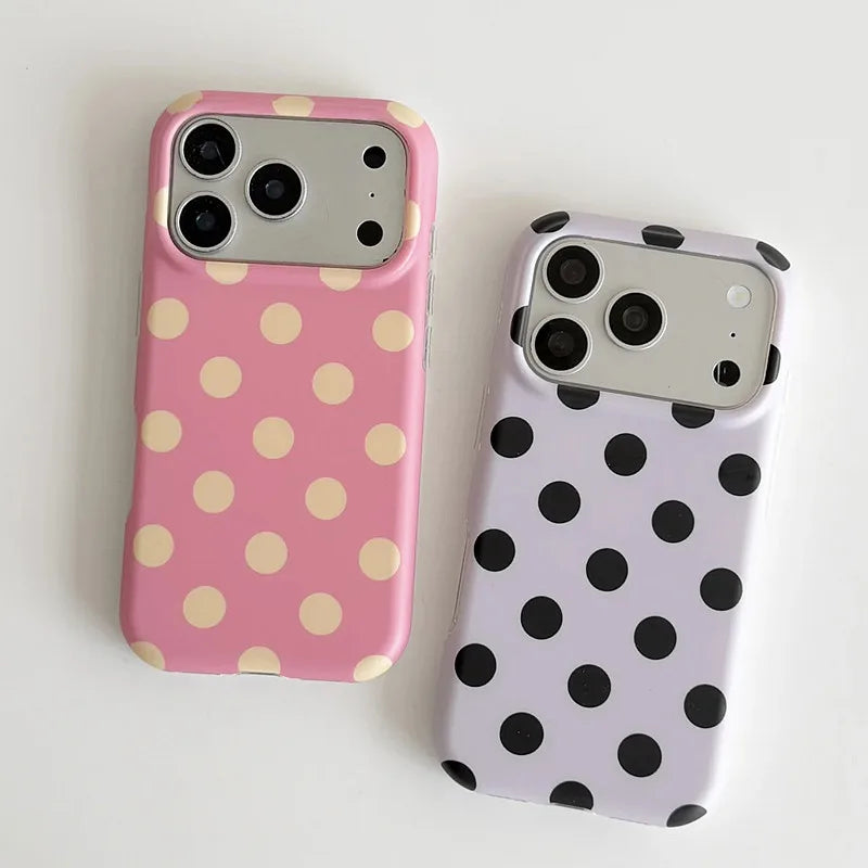 Fashion Korean Colorful Circular Dots Matte IMD TPU Back Cover For iPhone 15 16 17 Pro Max Phone Case