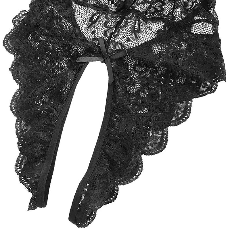 Plus Size Bikini Sets Sexy Crotchless Bikini Lingerie Women Lace Hollow Bikinis Set Erotic Swimwear Ups Deep V Open Bra Swimsuit