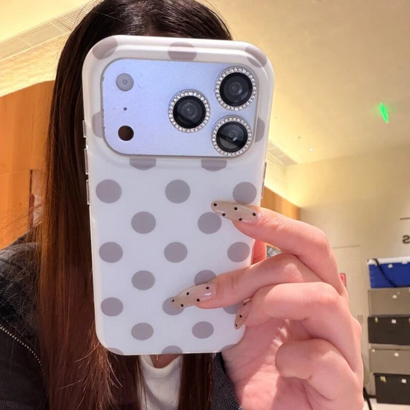 Fashion Korean Colorful Circular Dots Matte IMD TPU Back Cover For iPhone 15 16 17 Pro Max Phone Case