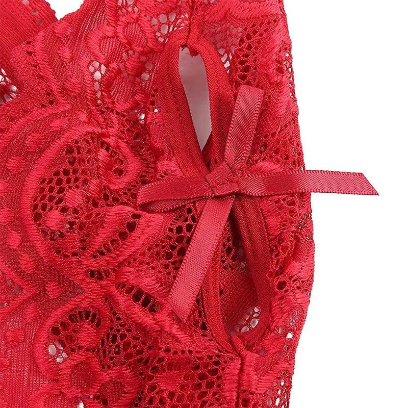 Plus Size Bikini Sets Sexy Crotchless Bikini Lingerie Women Lace Hollow Bikinis Set Erotic Swimwear Ups Deep V Open Bra Swimsuit