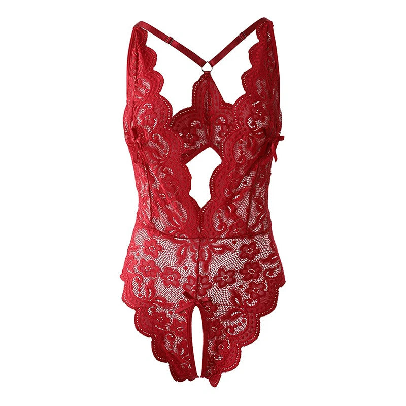 Plus Size Bikini Sets Sexy Crotchless Bikini Lingerie Women Lace Hollow Bikinis Set Erotic Swimwear Ups Deep V Open Bra Swimsuit