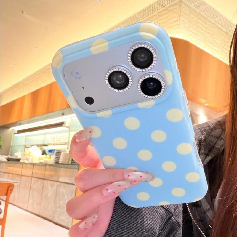 Fashion Korean Colorful Circular Dots Matte IMD TPU Back Cover For iPhone 15 16 17 Pro Max Phone Case
