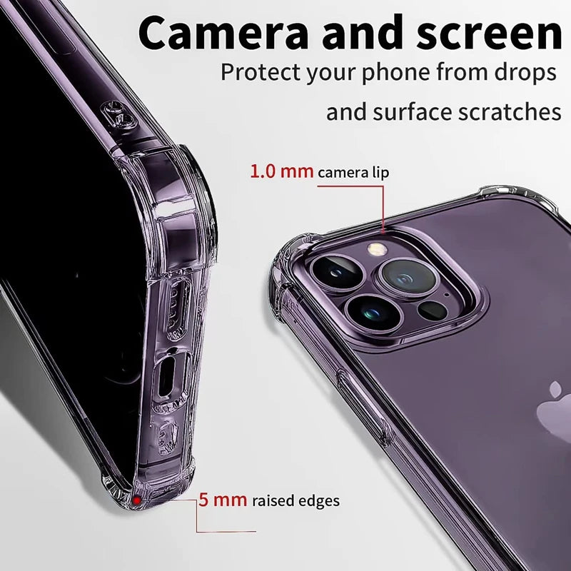 Shockproof Clear Phone Case For iPhone 15 14 11 13 12 Pro Max 7 8 Plus X XR XS Soft Silicone Protection Transparent Accessories