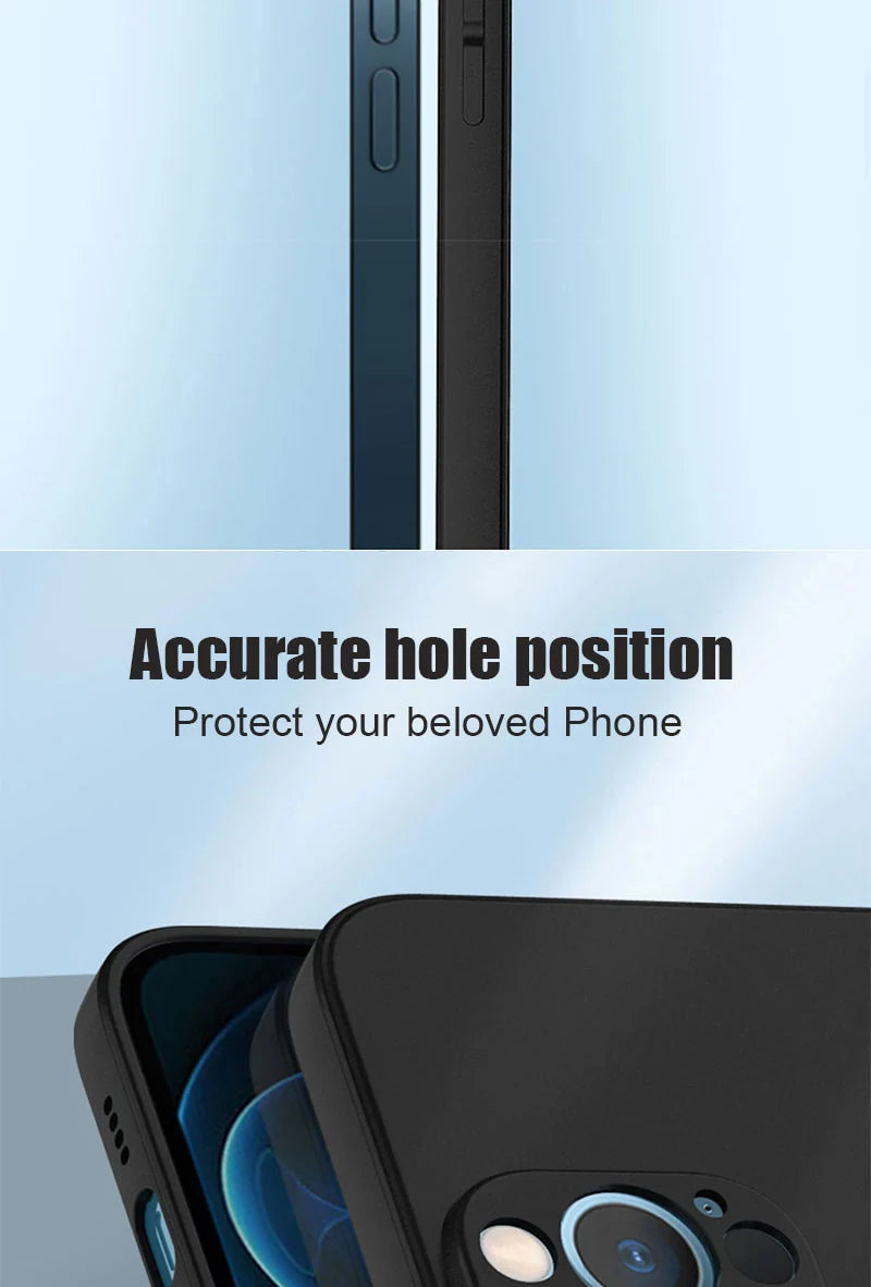 Luxury Black Silicone Matte Phone Case For iPhone 11 12 13 14 15 16 Pro Max 15 Plus 12 Mini 16E Xr X Xs Max Back Cover Soft Case