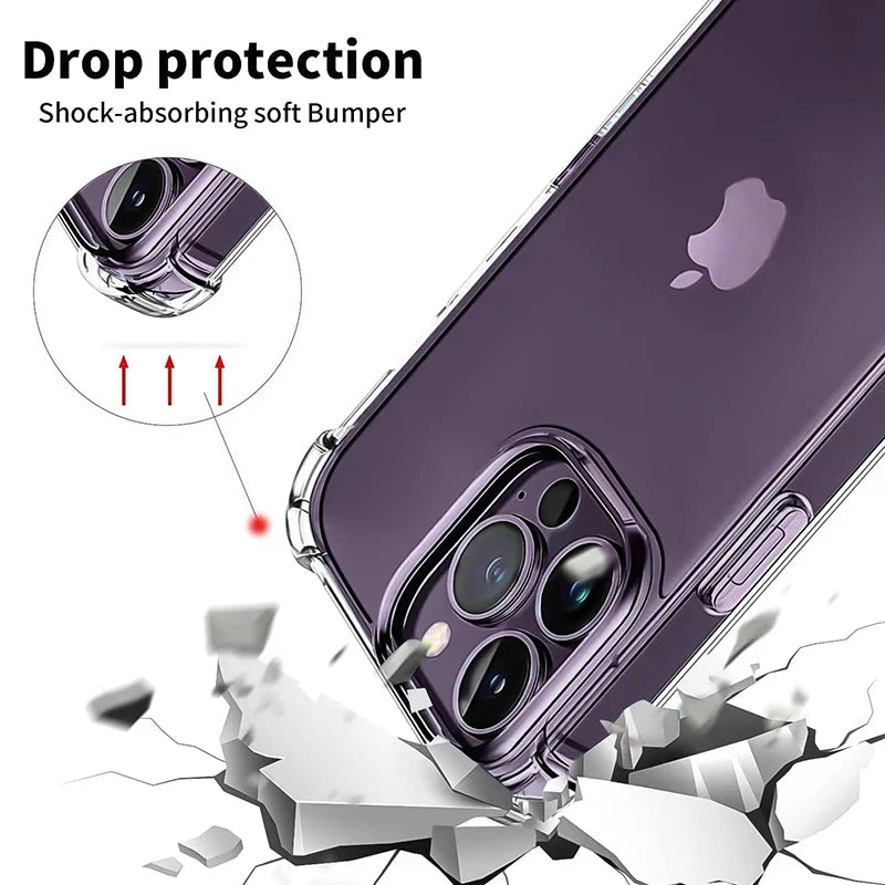 Shockproof Clear Phone Case For iPhone 15 14 11 13 12 Pro Max 7 8 Plus X XR XS Soft Silicone Protection Transparent Accessories