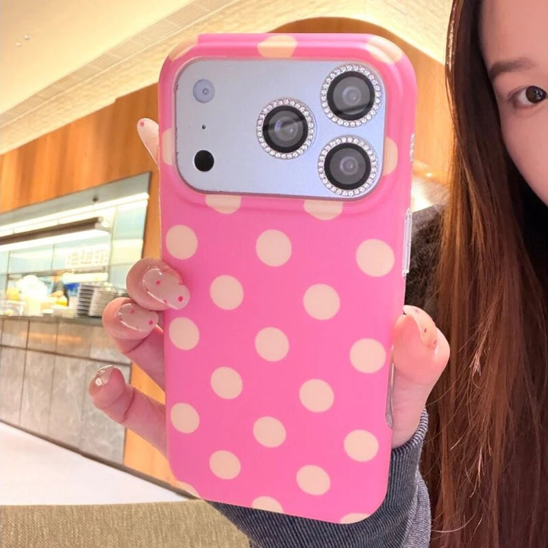 Fashion Korean Colorful Circular Dots Matte IMD TPU Back Cover For iPhone 15 16 17 Pro Max Phone Case