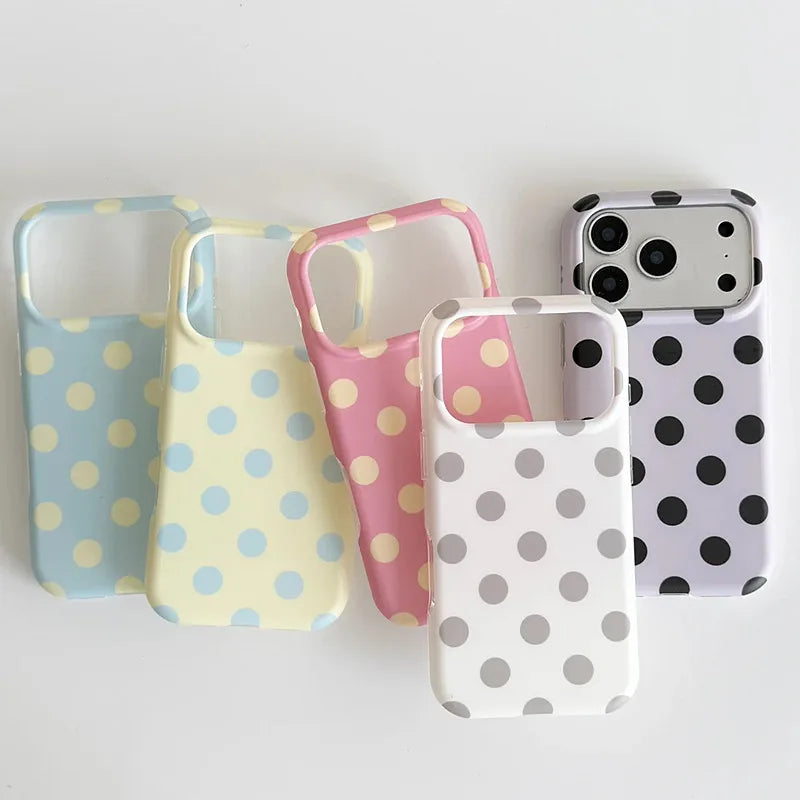 Fashion Korean Colorful Circular Dots Matte IMD TPU Back Cover For iPhone 15 16 17 Pro Max Phone Case