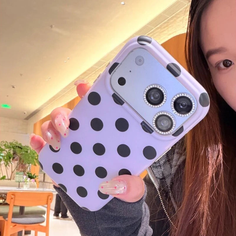 Fashion Korean Colorful Circular Dots Matte IMD TPU Back Cover For iPhone 15 16 17 Pro Max Phone Case