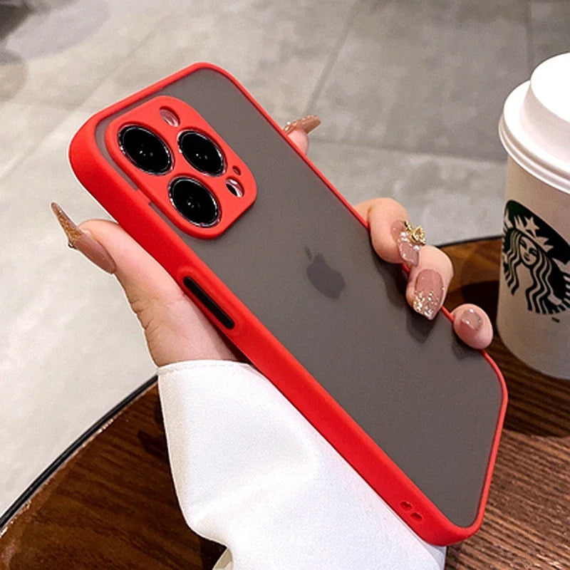 Luxury Shockproof Matte Hard PC Phone Case For iPhone 17 Air 16 16e 15 14 13 12 11 Pro Max Plus Mini Bumper Transparent Cover