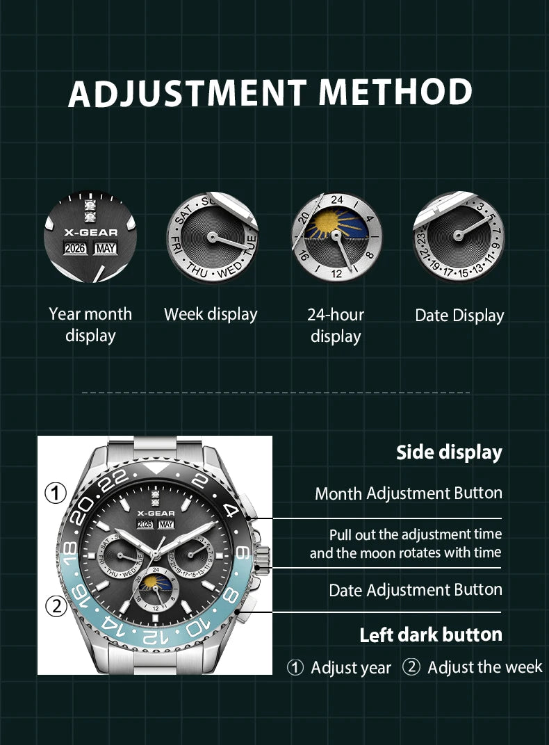 Montre Automatique Homme Black & Blue Bezel 42mm Mechanical Watch Stainless Steel Bracelet 50m Water Waterproof