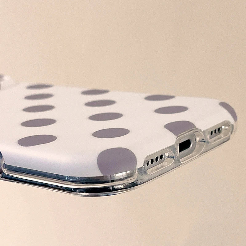 Fashion Korean Colorful Circular Dots Matte IMD TPU Back Cover For iPhone 15 16 17 Pro Max Phone Case