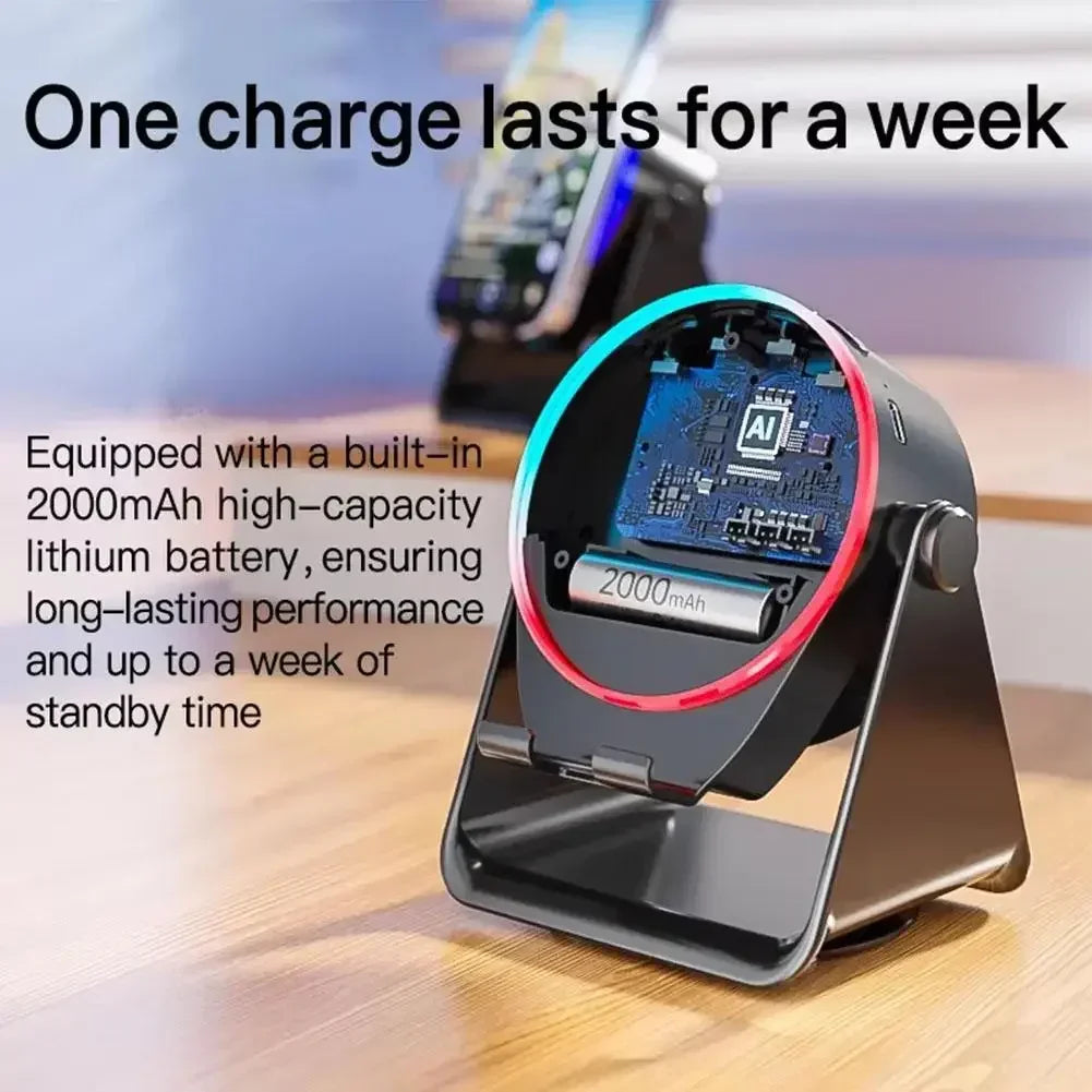 4-in-1 Portable Induction Bluetooth Speaker 360 Degree Rotatable Phone Stand Color Ambient Light Desk Audio Compatible With iPhone Android