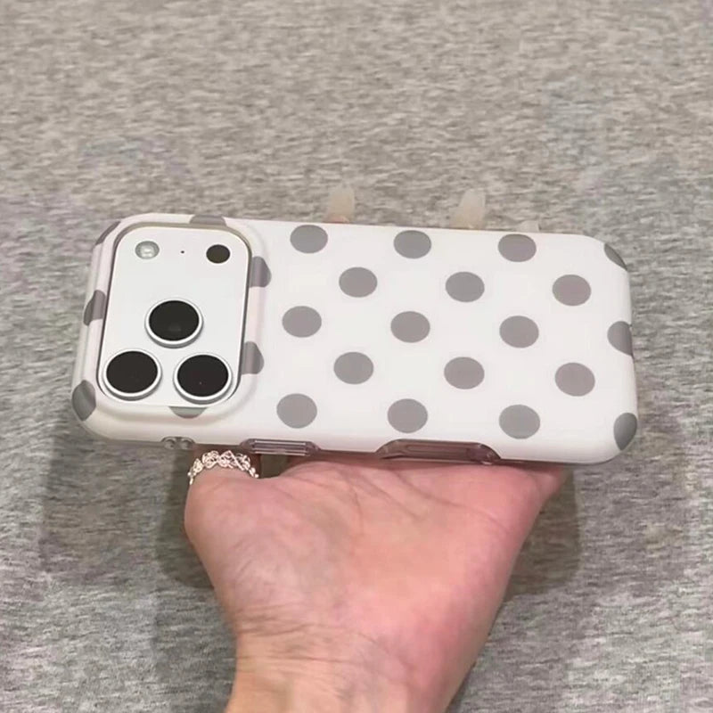 Fashion Korean Colorful Circular Dots Matte IMD TPU Back Cover For iPhone 15 16 17 Pro Max Phone Case