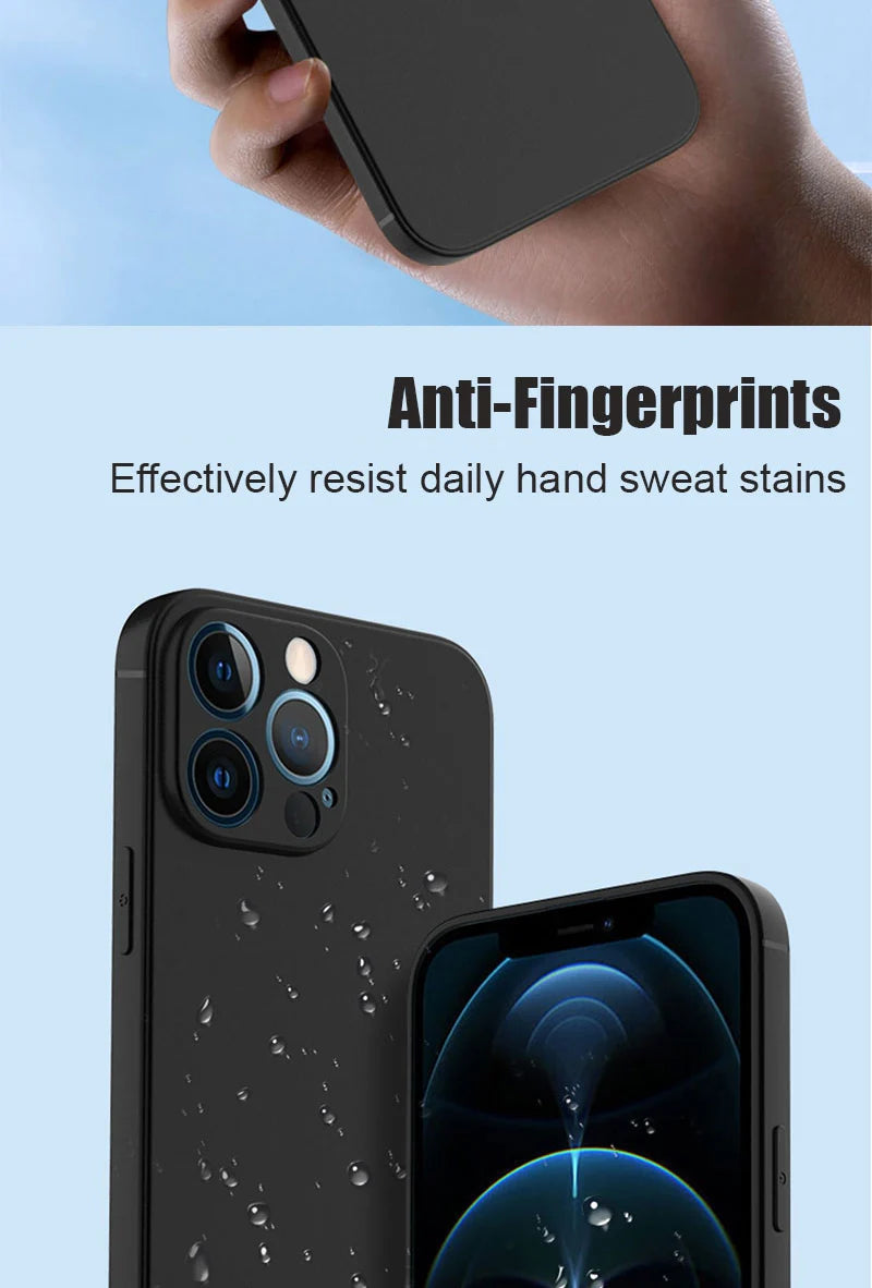 Luxury Black Silicone Matte Phone Case For iPhone 11 12 13 14 15 16 Pro Max 15 Plus 12 Mini 16E Xr X Xs Max Back Cover Soft Case