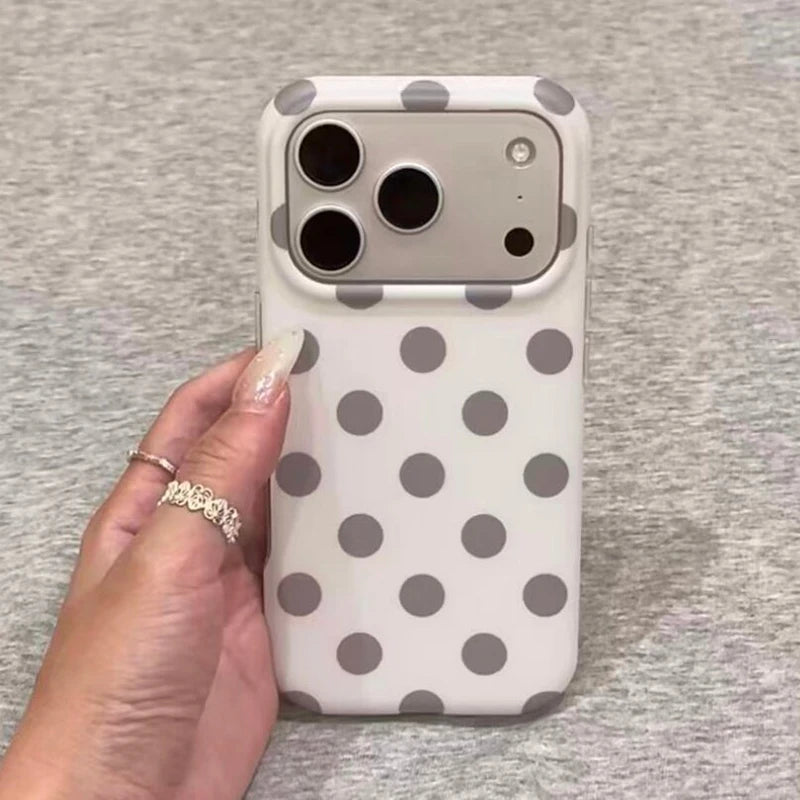 Fashion Korean Colorful Circular Dots Matte IMD TPU Back Cover For iPhone 15 16 17 Pro Max Phone Case